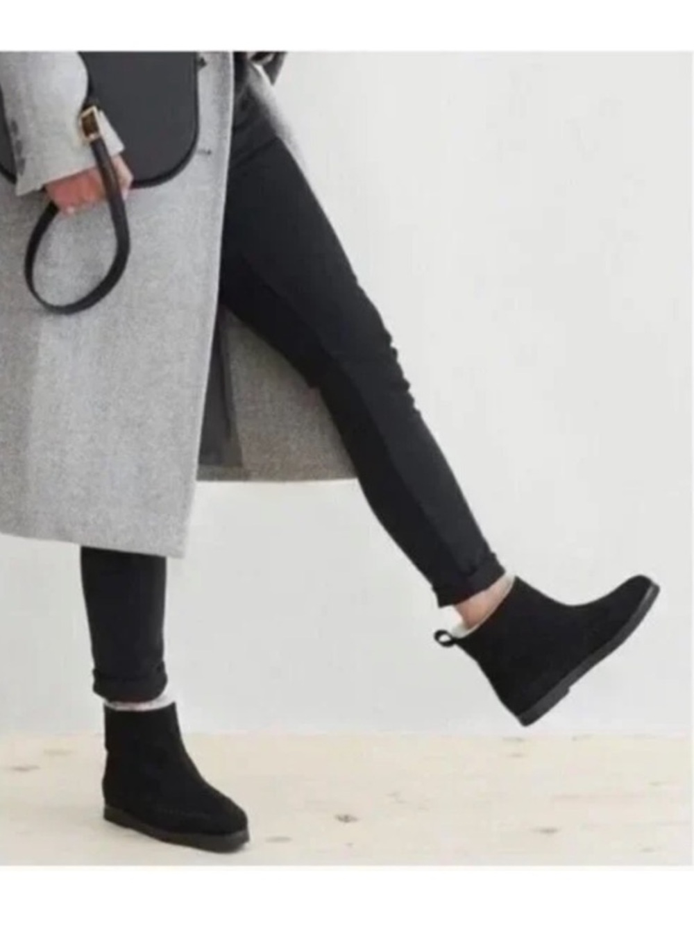 Jenni Kayne Black Suede Sherpa Lined ‘Moc Boots’, Size 40
